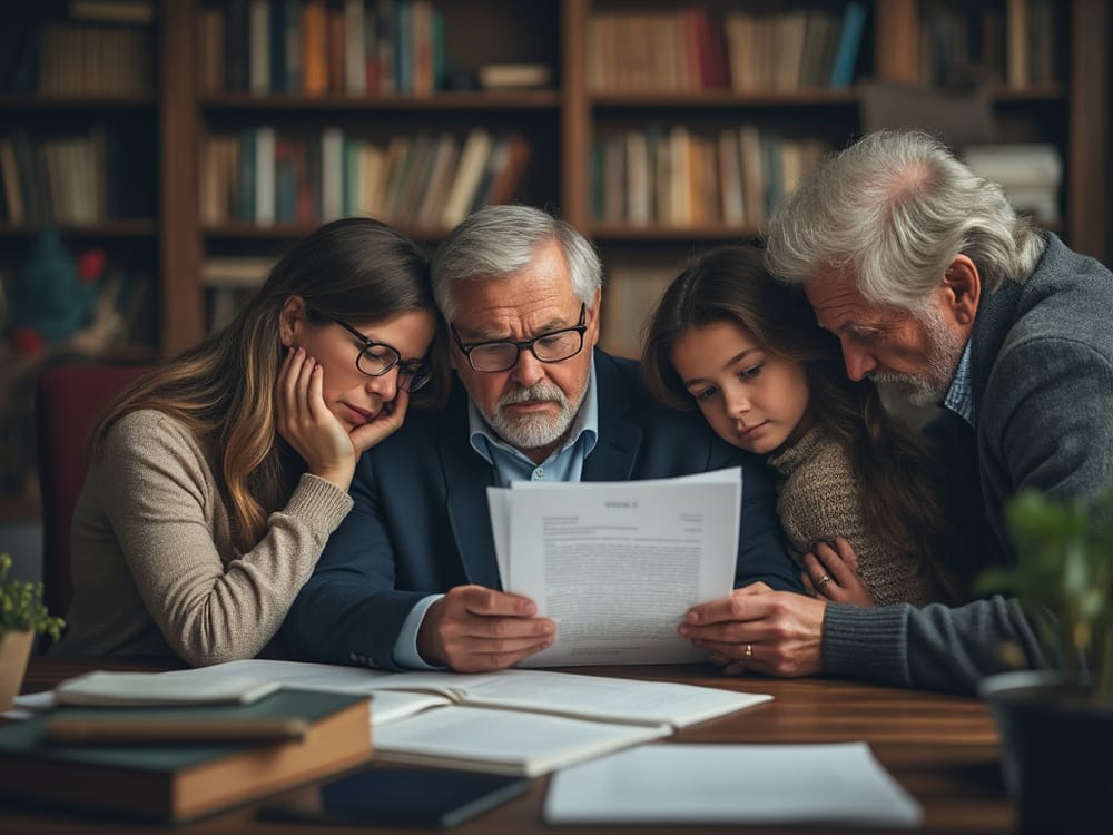 Familly reading a will